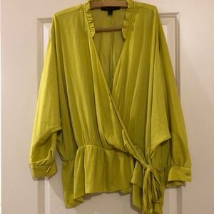 Plus size Marc New York green satin blouse